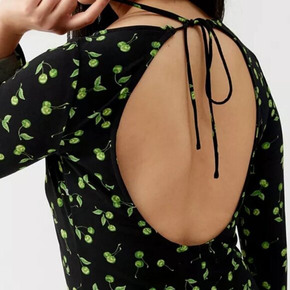 NWT Urban Outfitters Sammie Cherry Print Open Back Mini Dress - Picture 5 of 8